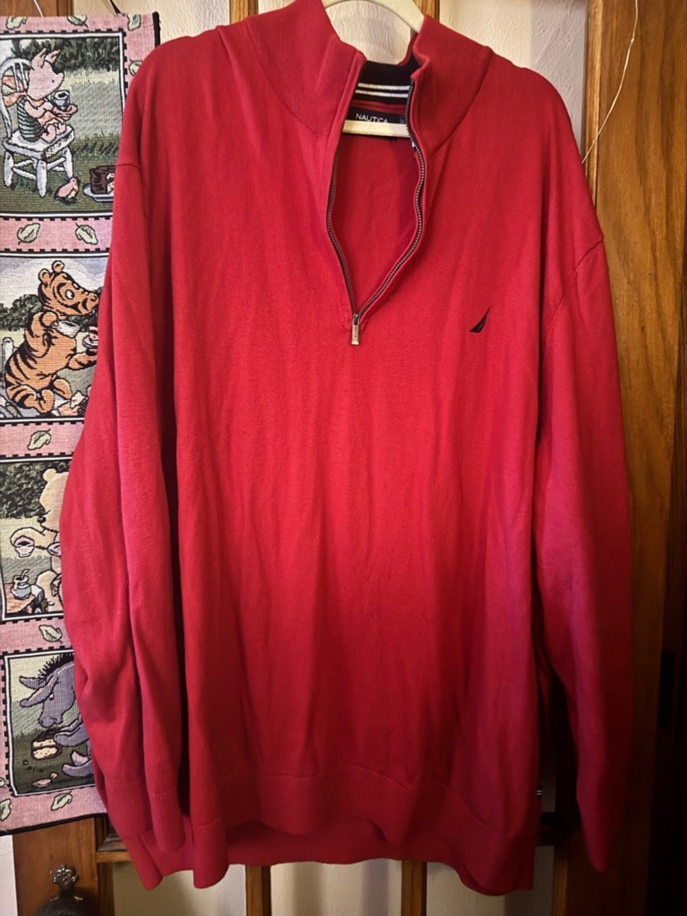 Nautica Men’s Red Zip-Front Pullover Sweater